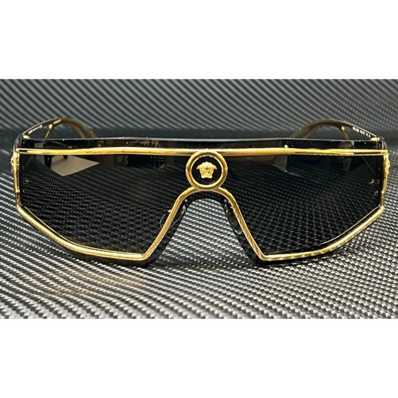 Versace Gold Men's Rectangle Sunglasses New - Picture 2 of 4